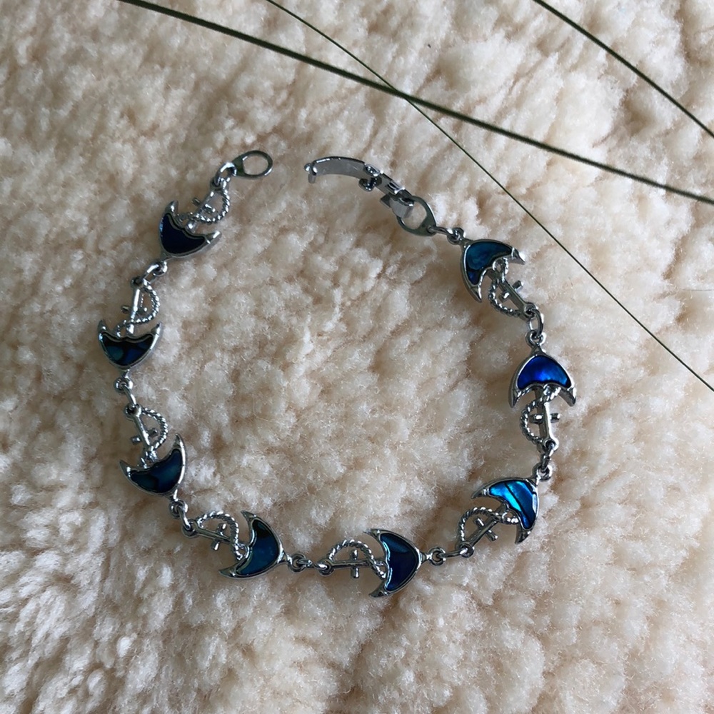 Silver and Blue Anchor Bracelet